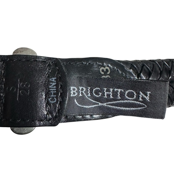 Brighton Black Leather Woven Belt with Decorative Silver Buckle main image 4
